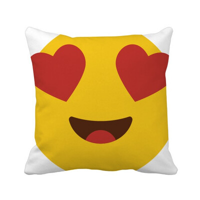 

Hearts in Eyes Online Chat Emoji Square Throw Pillow Insert Cushion Cover Home Sofa Decor Gift