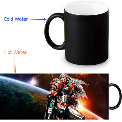 

Metroid 350ml / 12oz Heat Reveal Mug Color Change Чашка кофе Чувствительные морфинг-кружки Волшебная чашка для чайных чашек