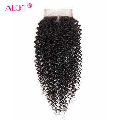 

Alot Hair Products 3 Part Peruvian Kinky Curly Closures 4*4 Closure Lace Top Closure Cheap Lace Closure 7A Grade