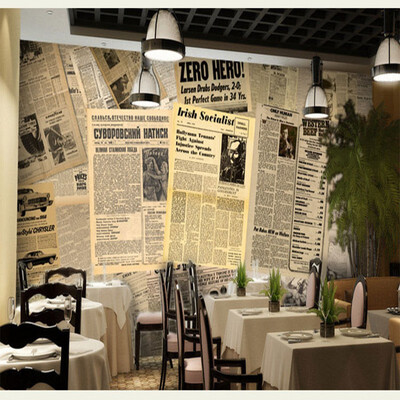 

Custom 3d mural English old newspaper mural theme restaurant 3D stereo living room bedroom TV background wallpaper mural