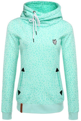 

5XL popular style in autumn and winter, the new loose long-sleeved cap digital printing women' clothing in Europe and the Unite