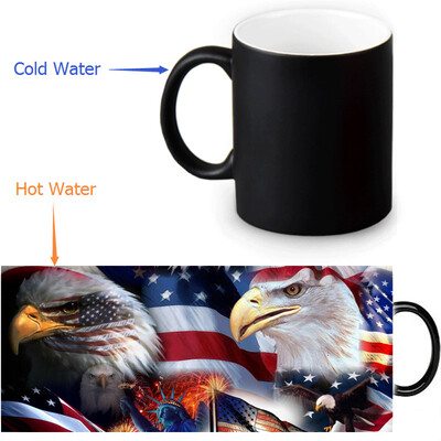 

US Flag And Bald Eagle 350ml12oz Heat Reveal Mug Color Change Coffee Cup Sensitive Morphing Mugs Magic Mug Milk Tea Cups