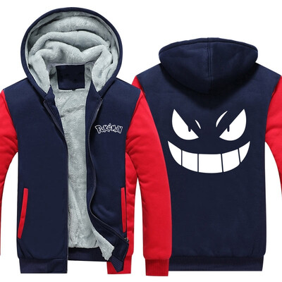 

2018 New USA SIZE Anime Pokemon Go Pocket Monster Gengar Coats Mens Hoodies Sweatshirts Winter Thicken Fleece Clothing