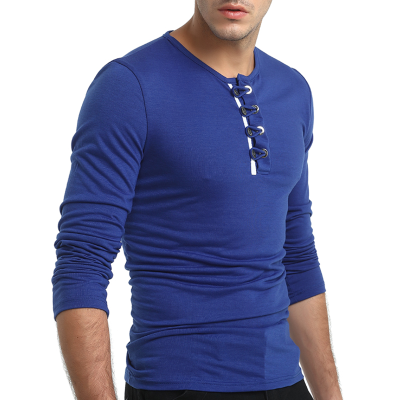 

2018 New Mens Fashion Long Sleeved Shirts Cotton Slim Fit Solid Color Round Neck Casual T-shirts Tops