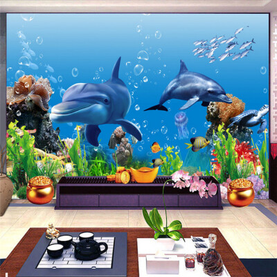 

Custom photo wallpaper 3D mural wallpaper underwater world marine fish swimming pool TV living room bedroom wallpaper