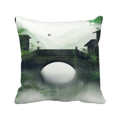 

Southern Season Chinese Style Watercolor Polyester Toss Throw Pillow Square Cushion Gift