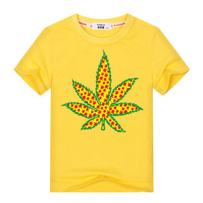 

2018 Newest Kids Weed leaf t shirt Grey shirts Boys Funny T-shirt Summer Casual Top Tees 100% Хлопок Детская одежда