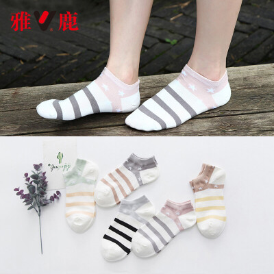 

Yalu socks female socks shallow mouth cotton sports socks ladies casual cotton socks five pairs of mixed color code