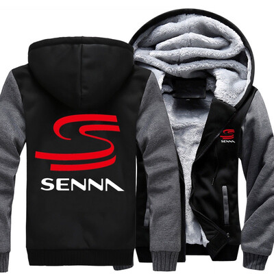 

2018 New HERO AYRTON SENNA Winter Men Thick Hoodies Patchwork Sweatshirt Zipper Fleece Tracksuit Plus Size