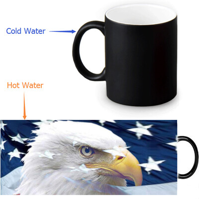

US Flag And Bald Eagle 350ml/12oz Heat Reveal Mug Color Change Coffee Cup Sensitive Morphing Mugs Magic Mug Milk Tea Cups