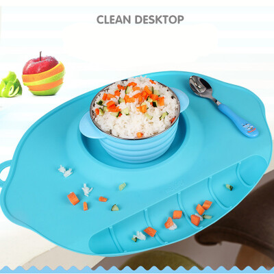 

Silicone Feeding Food Plate portable Bowl Plates Food Dishes Holder Food Infant Tableware Placemats Kids Suction to Dining Table