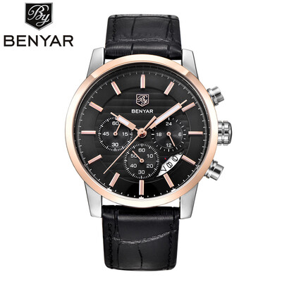 

Мужские часы BENYAR Watch Top Brand Luxury Quartz Watch Мужские спортивные моды Аналоговые кожаные ремешки Мужские наручные часы Н