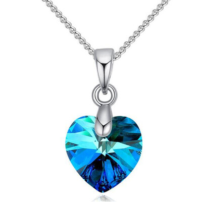 

Heart Pendants Necklaces Crystal from Austrian White Gold Plated Chain Necklace for Women New Female Ladies Gift 25774