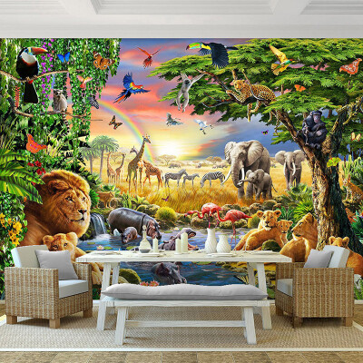 

Пользовательские фото обои Mural для стены 3D мультфильм животных Пейзаж стены Бумага Roll Kid's Room Гостиная Fresco Wall Covering 3D