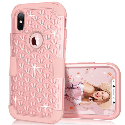 

For iPhone X Shine Sparkle Case Shockproof Hybrid Armor Rugged Rubber Diamond Bling Hard Cover