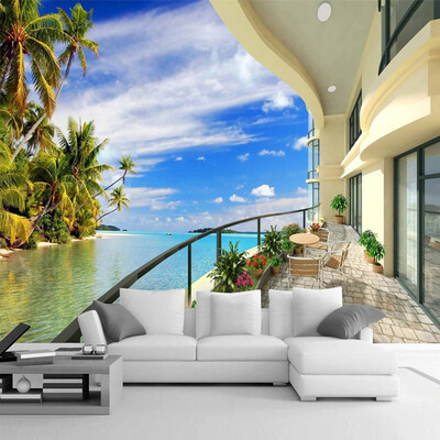 

Пользовательская фотография Wall Paper 3D Beach Villa Expand Space Wall Painting Гостиная Диван ТВ Фон Обои Домашний декор Mural 3D