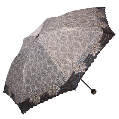 

Paradise umbrella velvet color printed sandwich decorated with ornaments embroidered three fold ultra clear blue umbrella umbrella beige beige 33182E