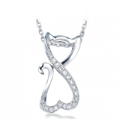 

Yoursfs® 925 Silver Simulated Diamond Cat Pendant Wedding Necklace Fashion Silver Jewelry