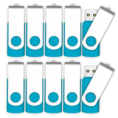 

Fillinlight 10PCS Pack Sky Blue Swivel USB Flash Drive USB 20 Pen Drive Promotional Thumb Drive