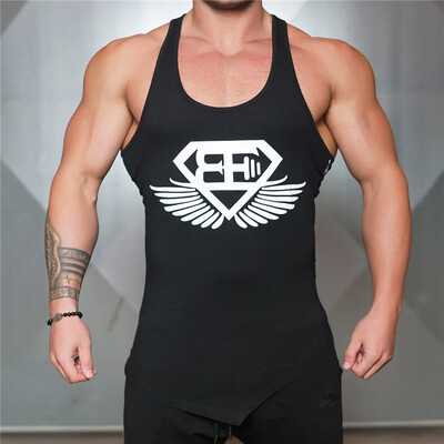 

Muscle brothers Europe&America spring&summer sports fitness mens cotton sleeveless hurdles word vest