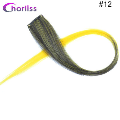 

Chorliss Clip In One Piece Hairpieces Ombre Synthetic Clip on Hair Extensions Colored Long Straight Fake Hair for Women Children