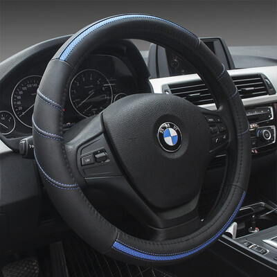 

universal genuine leather car steering wheel cover for 38cm diameter comfortable durable breathable long-lasting free shipping