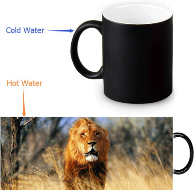 

Lion 350ml / 12oz Heat Reveal Mug Color Change Чашка кофе Чувствительные морфинг-кружки Волшебная чашка для чайных чашек