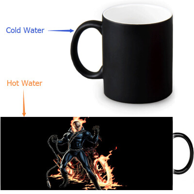 

GHOST RIDER 350ml12oz Heat Reveal Mug Color Change Coffee Cup Sensitive Morphing Mugs Magic Mug Milk Tea Cups