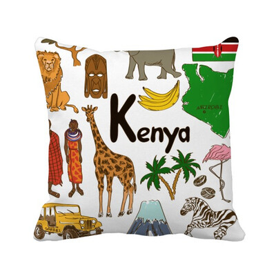 

Kenya Landscap Animals National Flag Square Throw Pillow Insert Cushion Cover Home Sofa Decor Gift