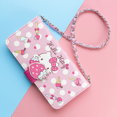 

Hello Kitty Apple iPhoneX Mobile Shell Cartoon Stand Anti-fall flip Ручная цепочка Цепная крышка Клубника Hello Kitty