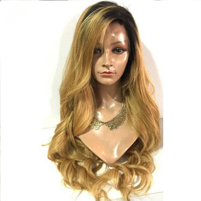 

Real Ombre Blonde Lace Front Wig With Dark Roots 130 Short Wavy Honey Blonde Wig for Black Women Pre Plucked Ombre Human Hair Wig