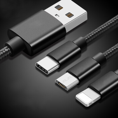 

KOOLIFE Car Non-data Cable / Charging Cable Triple (Apple / Android / Type-c) Многофункциональный многофункциональный мобильный телефон без кабеля для передачи данных Один троганный три телефонный кабель для зарядки - черный