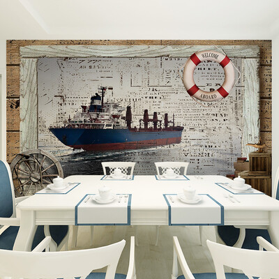 

Photo wallpaper Large TV background wall mural non-woven bedroom living room wallpaper European modern 3D ship wallpaper mural