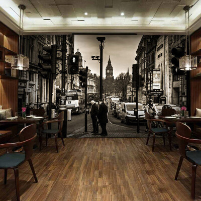 

Classic London Street Non-woven Wallpaper Customized Black And White Photo Wallpaper Home Decor Non-Woven Wall Mural Wallpaper