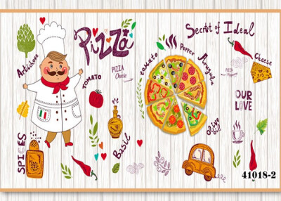 

Custom board wallpaper Western style pizza theme restaurant wallpaper cake wallpaper coffee leisure bar large mural