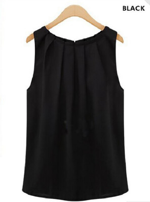 

Woemn Solid sleeveless Sexy Chiffon Sleeveless temperament sleeveless collar chiffon shirt wild chiffon blouse L27