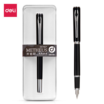 

Deli Meli series of metal texture black pen silver clip pen ink pen EF tip Ming tip S675EF