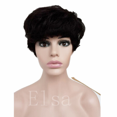 

Human Hair Short Length Wigs Non Lace Wigs Brazilian Virgin Hair Chic Cut Short Machine Made Wigs