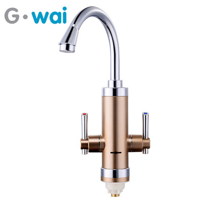 

GWAI Duel Handle 3 Second Instant Water Heater 360 Degree Rotatable Pipe Instant Hot Water Faucet Fast Heat Water Tap DRS-X30F6