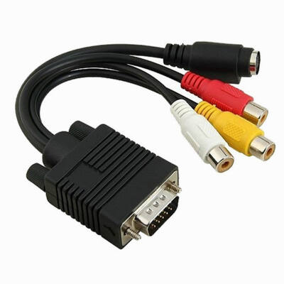 

Huayuan New VGA to -Video 3 RCA AV Adapter Converter Cable PC TV Black