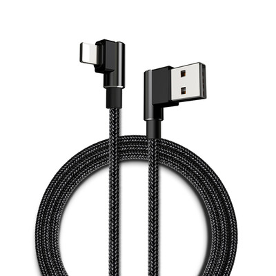 

Braided Metal Cord 90° Elbow Charger Sync Data Lightning Cable Fast Charging For iPhone X 8 6S 7 Plus 5 SE iPad Pro mini