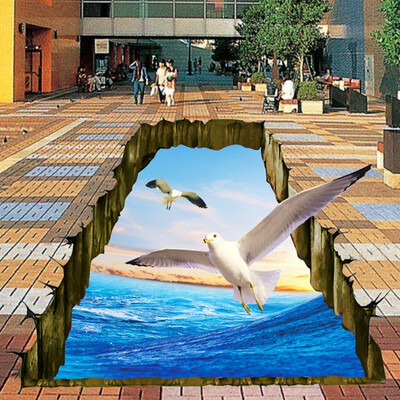 

Бесплатная доставка Туалетная комната гостиной украшение Seagull 3D водонепроницаемый пол обои mural 250cmx 200cm