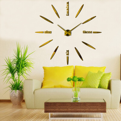 

3D Wall Clock Frameless Modern Mirror Metal Large Wall Stickers Clocks Wall Watches Room Home Decorations