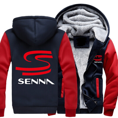 

2018 New HERO AYRTON SENNA Winter Men Thick Hoodies Patchwork Sweatshirt Zipper Fleece Tracksuit Plus Size