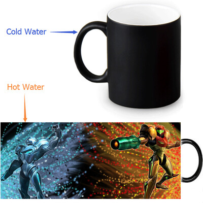 

Metroid 350ml / 12oz Heat Reveal Mug Color Change Чашка кофе Чувствительные морфинг-кружки Волшебная чашка для чайных чашек