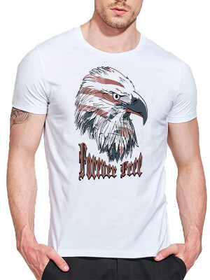 

Mens O Neck Casual Short Sleeves Fashion Cotton T-Shirts Letter & Eagles Head Digital Print