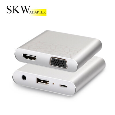 

SKW mobile video with the screen to play the game converter USB to VGAHDMI docking adapter apple iphone Android Huawei connected projector TV monitor