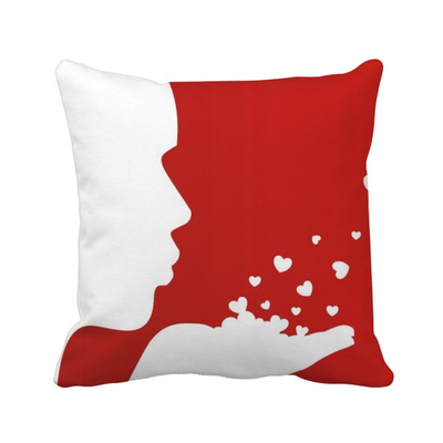 

White Profile Silhouette Valentines Day Square Throw Pillow Insert Cushion Cover Home Sofa Decor Gift