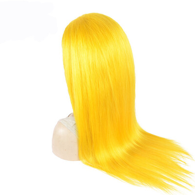 

Osolovely Yellow Color Full Lace Human Hair Wigs Straight Brazilian Virgin Hair Pre Plucked Glueless Full Lace Wigs