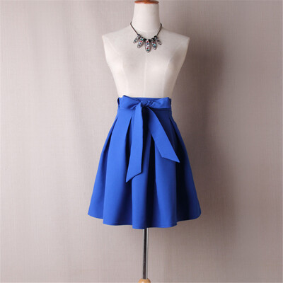 

BACHASH Women Pleated Skirts 2018 Summer Vintage High Waist Mini Above Knee Office Workwear Flared Tutu Saias Femininas Solid
